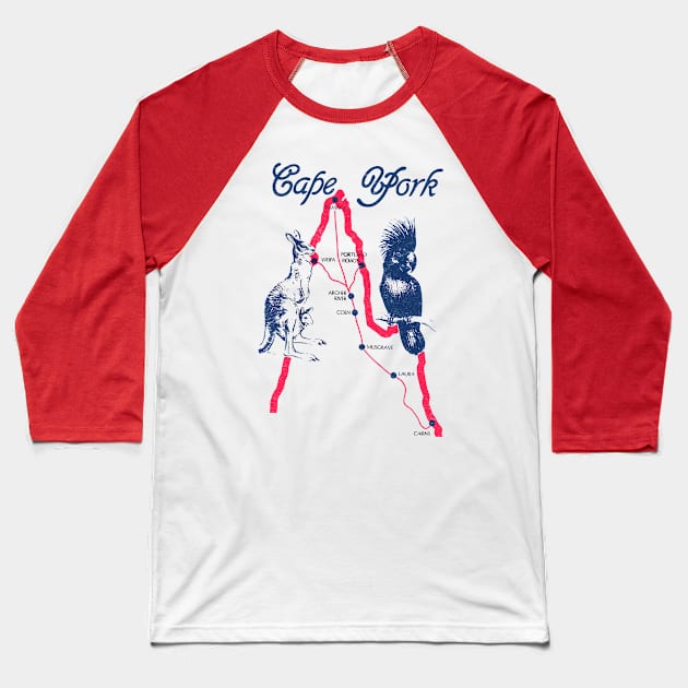 Cape York Peninsula -  Retro Typography Design Baseball T-Shirt by CultOfRomance